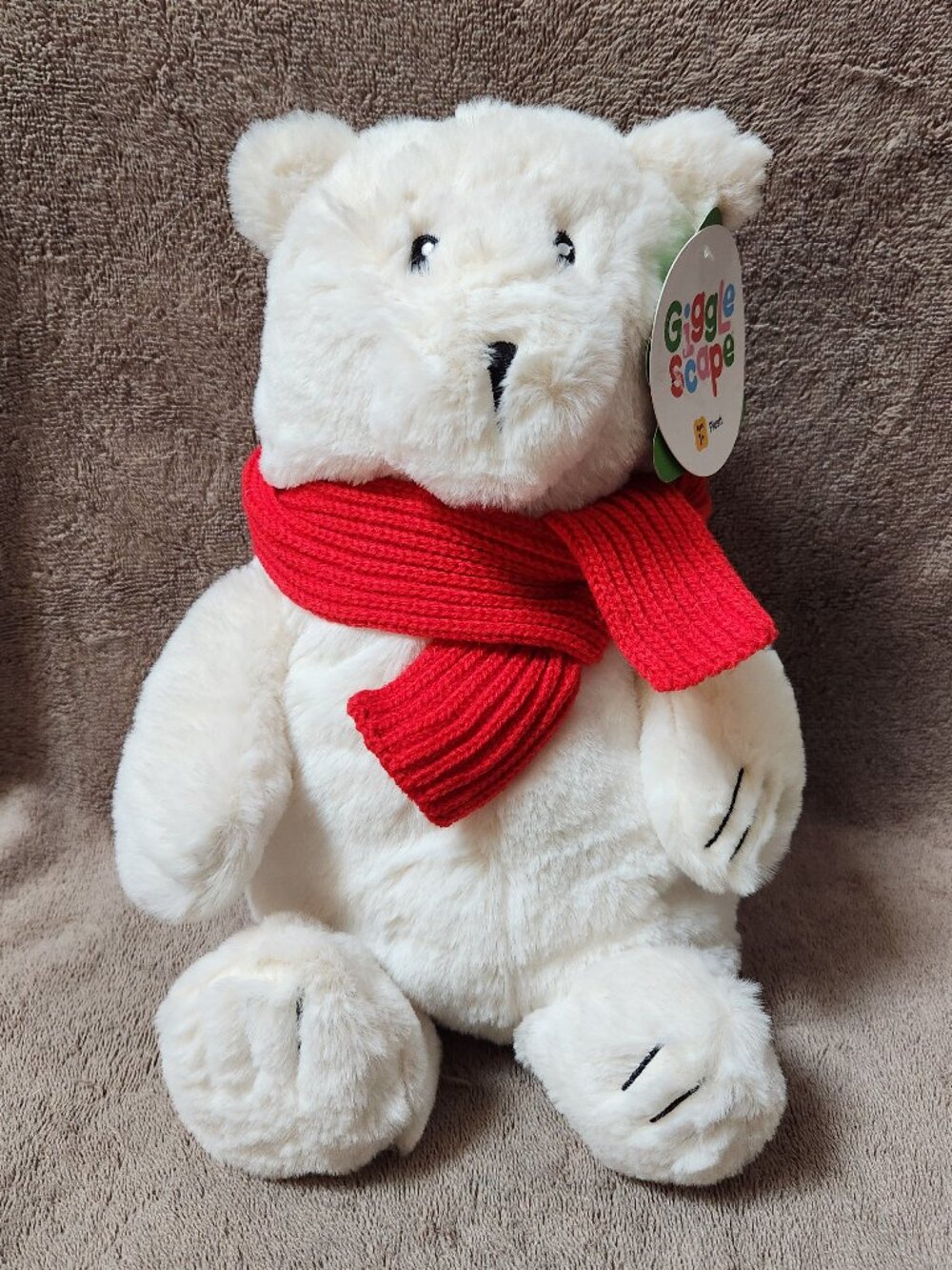 GiggleScape 18" White Bear with Scarf Plush Stuffed Animal - NEW